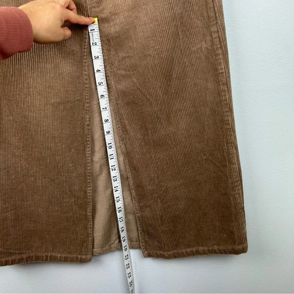 NWT Altar’d State Gabrielle corduroy midi slit skirt size L in taupe 100% cotton - Picture 10 of 13
